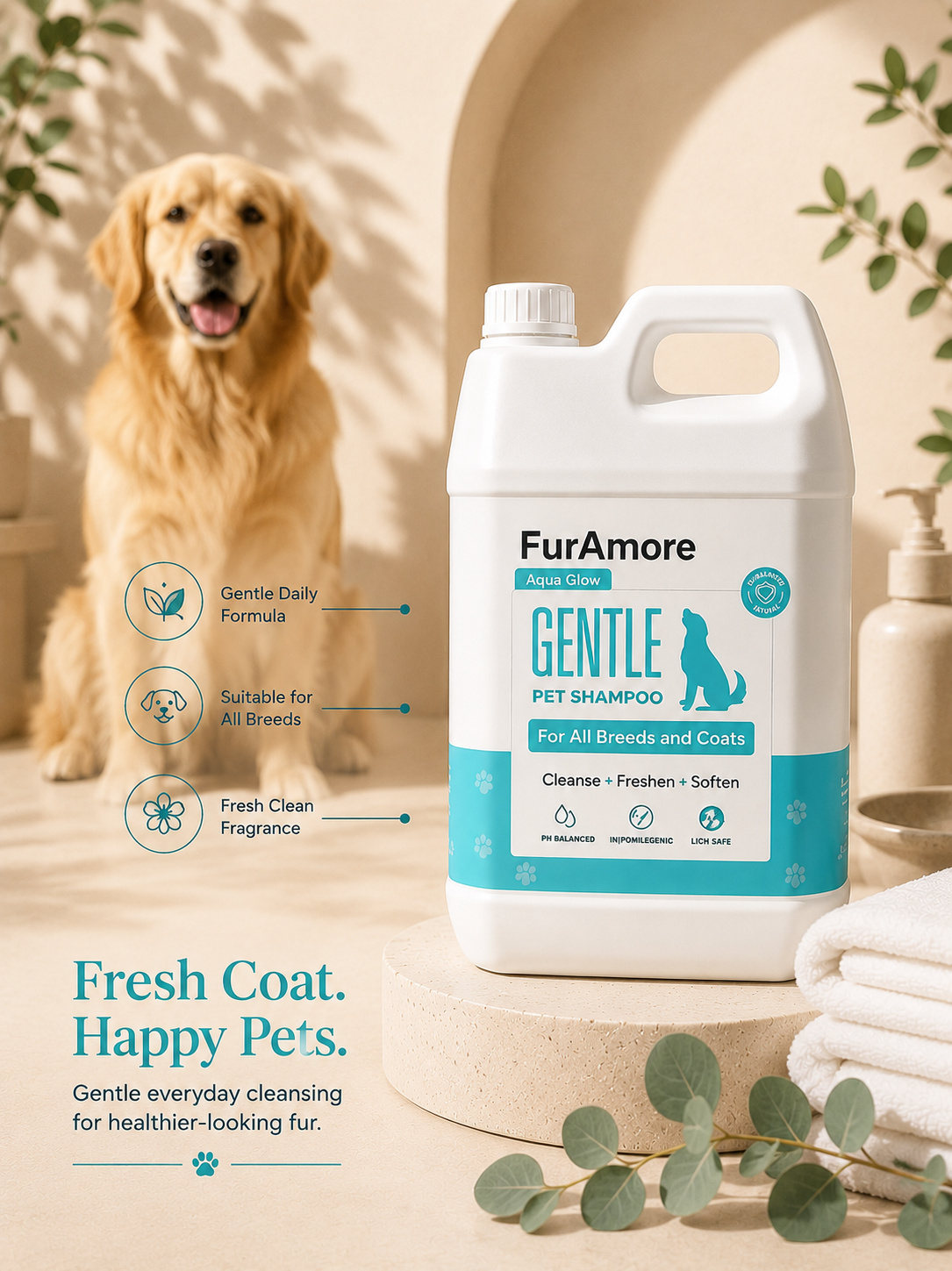FurAmore bulk 5L gentle dog shampoo for vet clinics and pet hotels