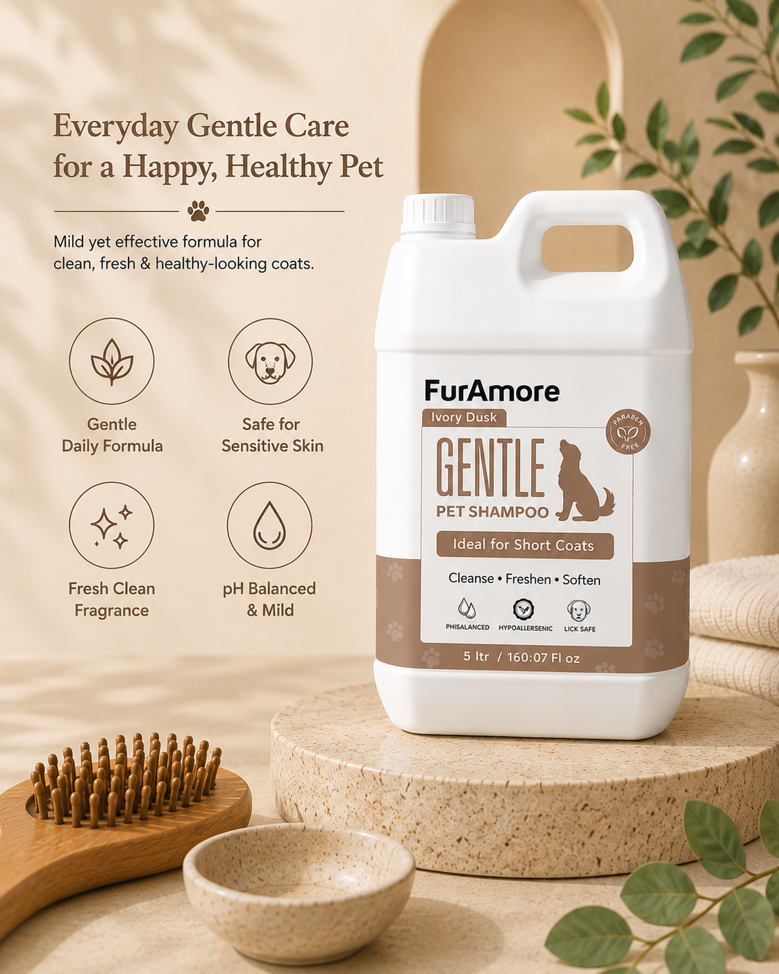 FurAmore bulk 5L short coat dog shampoo for grooming salons and clinics