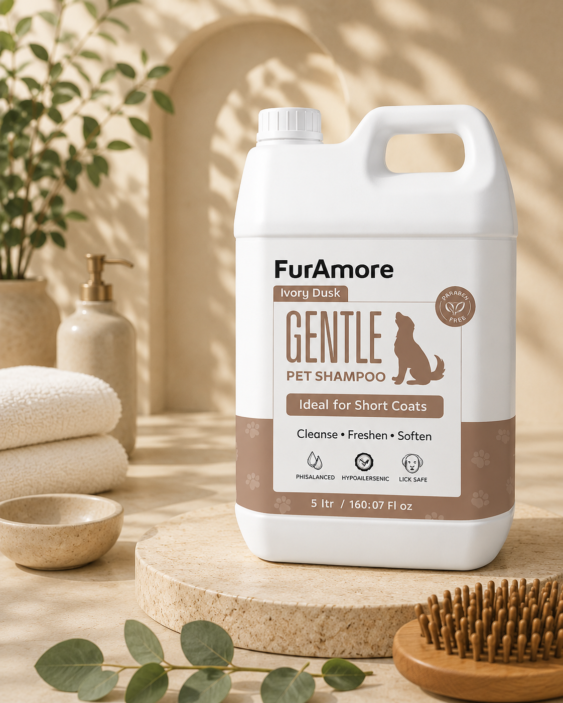 FurAmore professional short coat dog shampoo 5L for Labradors, Beagles and Pugs — salon bulk, India