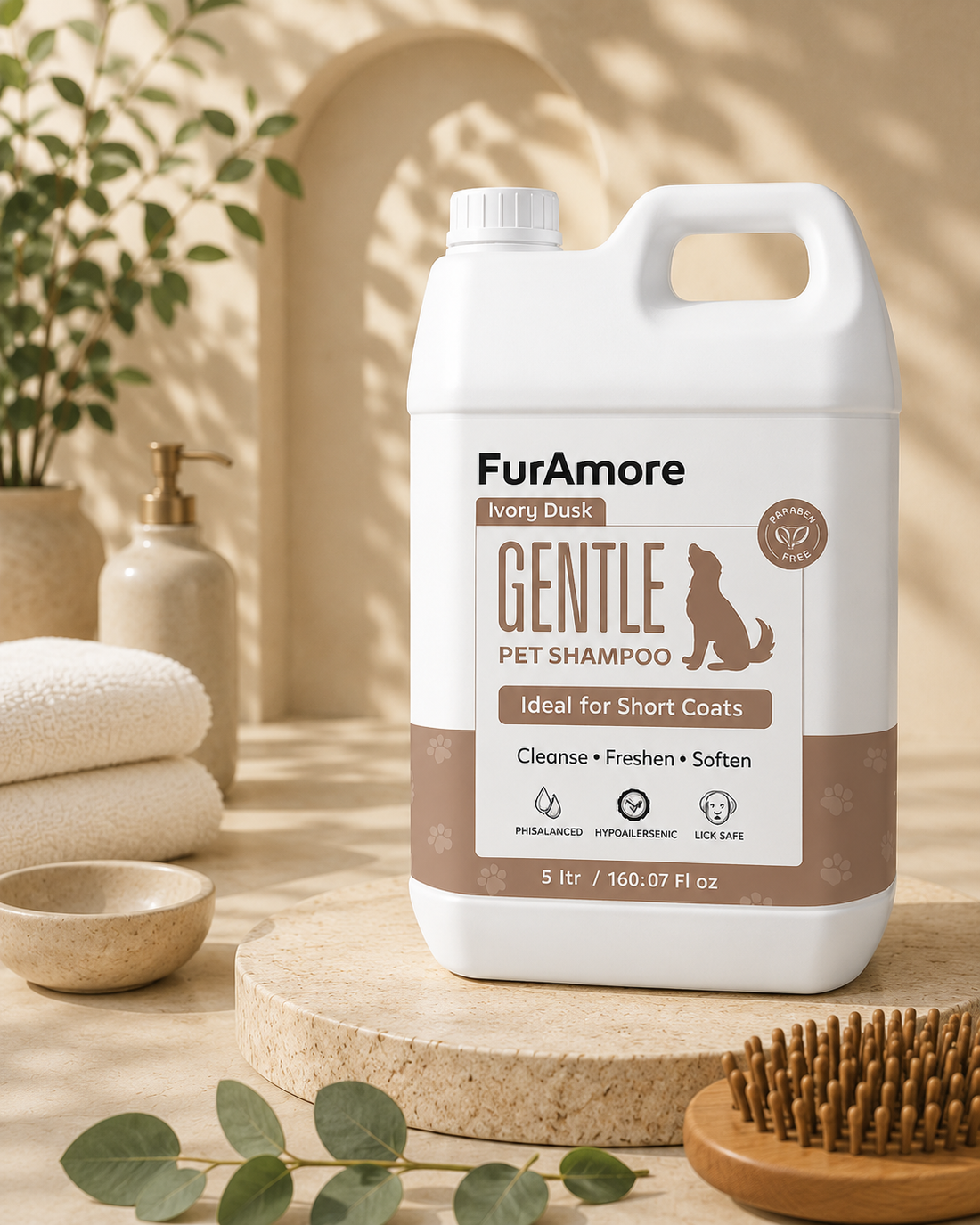 FurAmore professional short coat dog shampoo 5L for Labradors, Beagles and Pugs — salon bulk, India