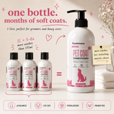 FurAmore Floral Shine conditioner before and after — dull coat to soft shiny coat
