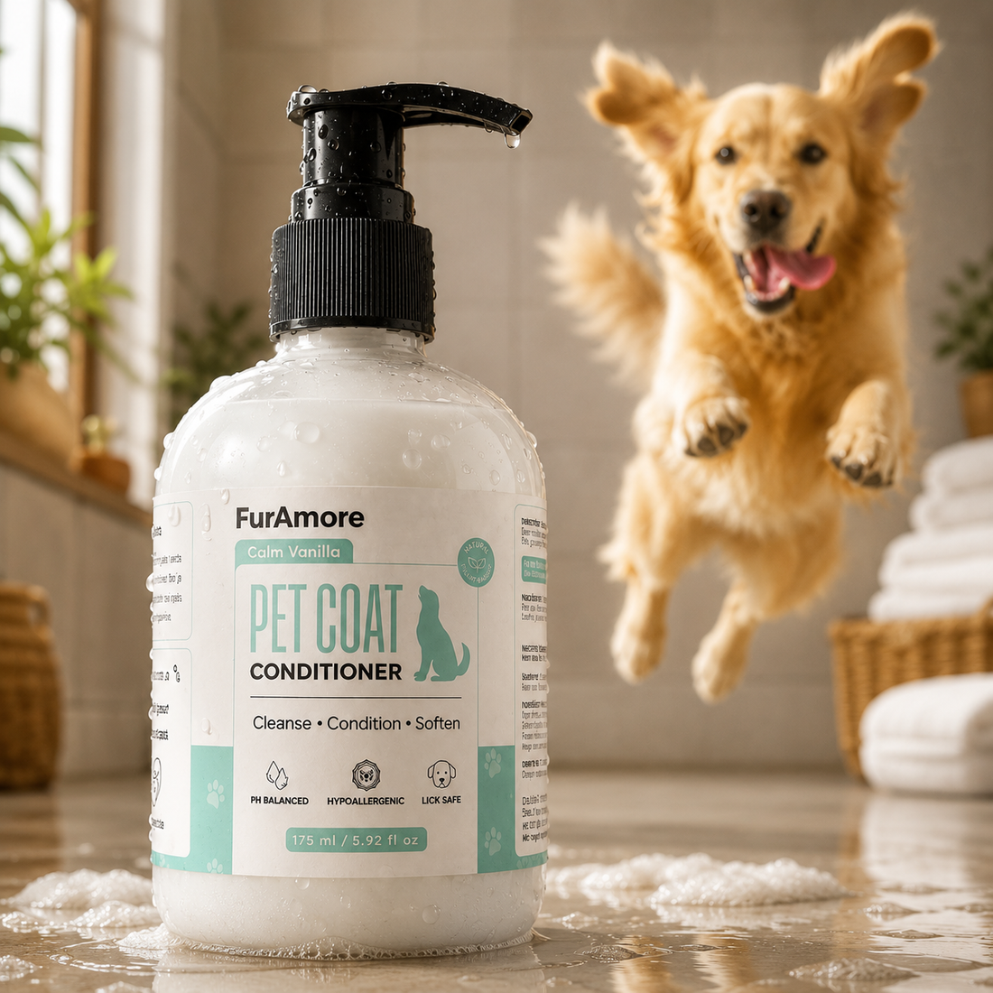 FurAmore Calm Vanilla pet conditioner 175ml — soft, smooth coat for dogs and cats, paraben-free, India