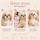 FurAmore Mix Flower conditioner before after dull to soft shiny dog coat result
