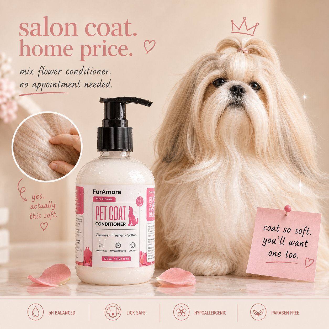 FurAmore Mix Flower conditioner silky smooth dog coat salon quality 175ml