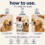 How to use FurAmore Moonshine 2-in-1 dog shampoo conditioner 3 easy steps
