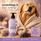 FurAmore oatmeal lavender dog shampoo before after itchy skin soothing relief