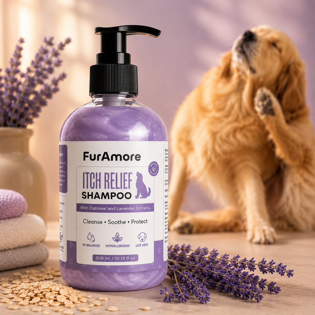 FurAmore Oatmeal and Lavender Dog Shampoo for Itchy Skin 300ml